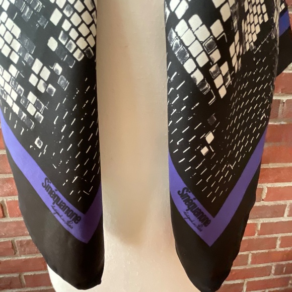 Sinequanone Paris Black White Geometric Print Silk Scarf Signed Hand-rolled NEW - Picture 4 of 15